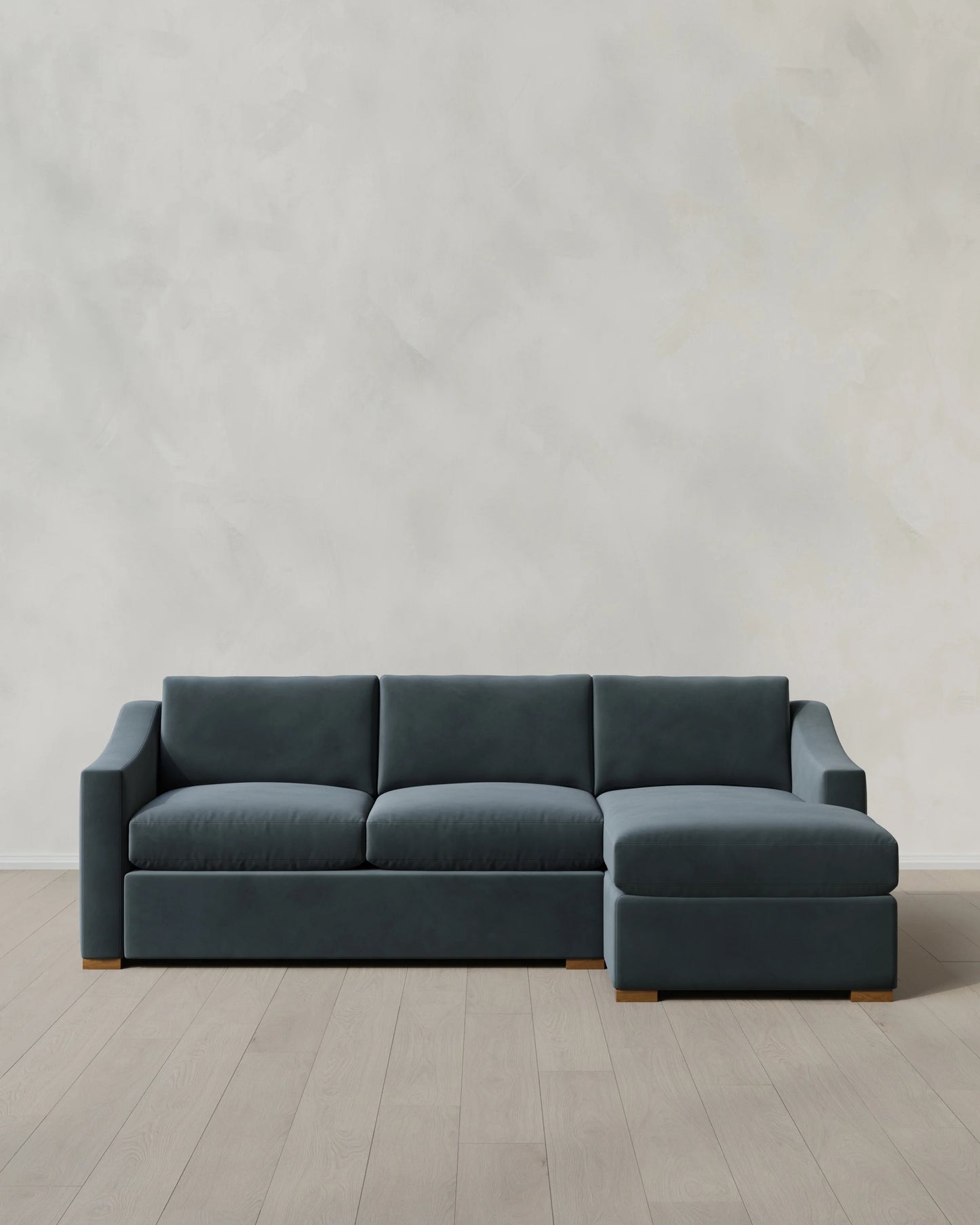 Hollis Slope Arm Chaise Sectional in Performance Velvet - 104" Right Arm / Spruce