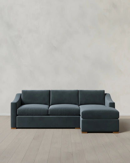 Hollis Slope Arm Chaise Sectional in Performance Velvet - 104" Right Arm / Spruce