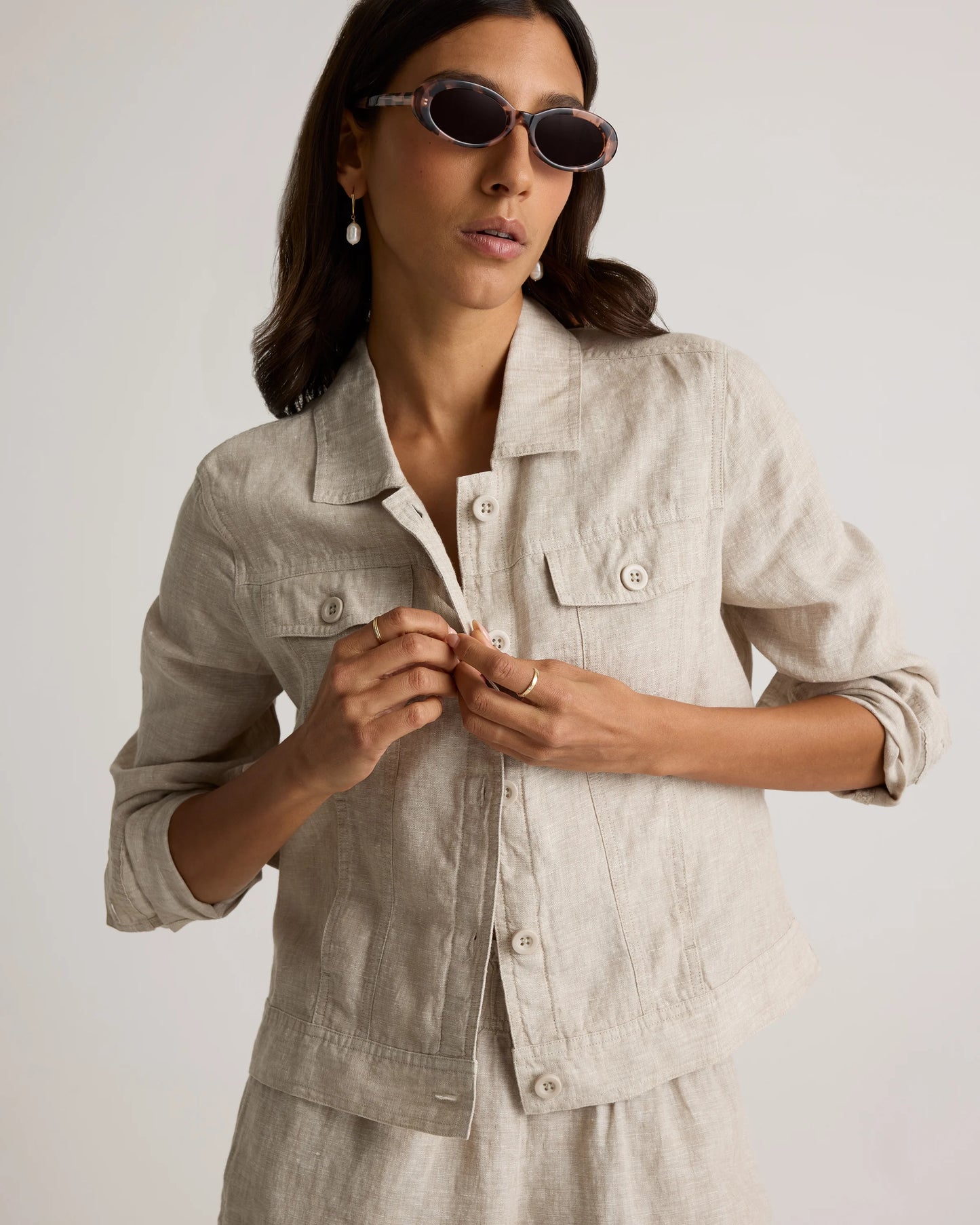 100% European Linen Jacket - XS / Flax