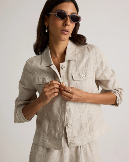 100% European Linen Jacket - XS / Flax