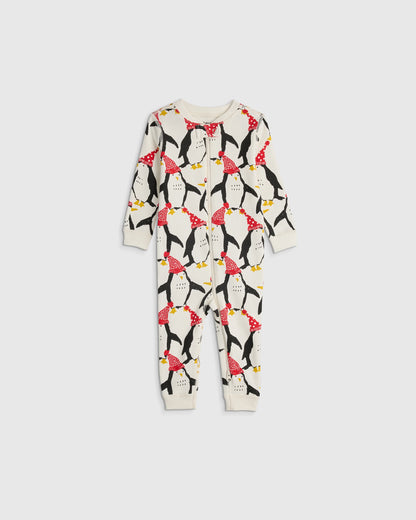 100% Organic Cotton One Piece Pajama - 0-3M / Navy Stripe