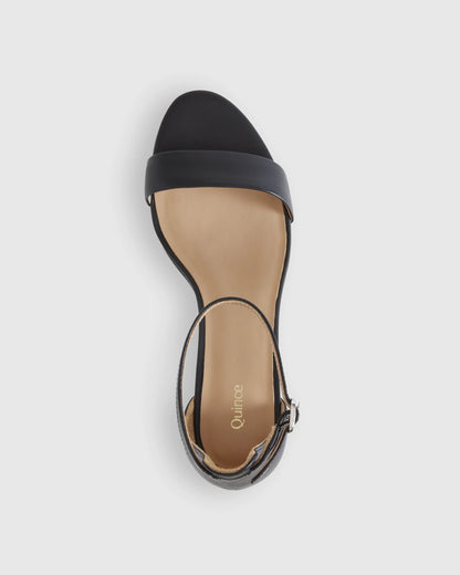 Italian Leather 65mm Block Heel - 5 / Cashew