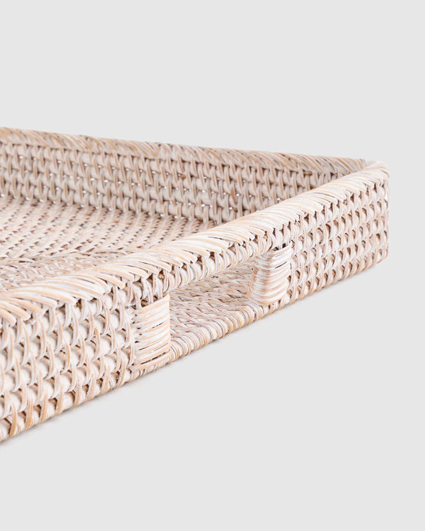 Handwoven Rattan Rectangular Tray - One Size / Natural