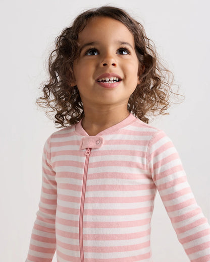 100% Organic Cotton One Piece Pajama - 2T / Navy Stripe