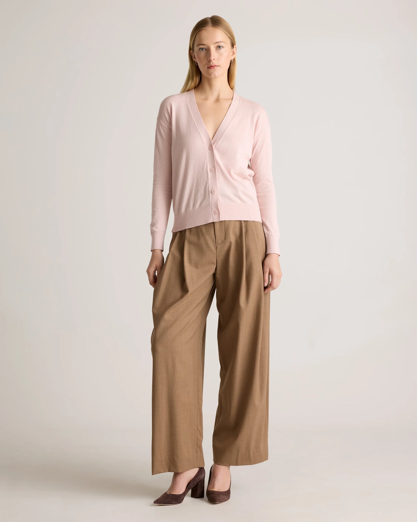 Lightweight Cotton Cashmere Cardigan - XS / Heather Oatmeal