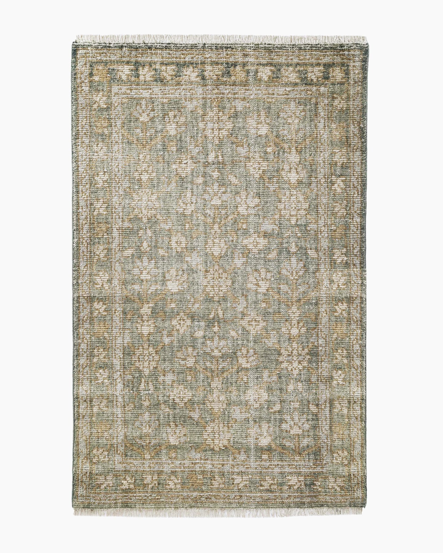 Lena Hand-Knotted Wool Rug - 5' x 8' / Green