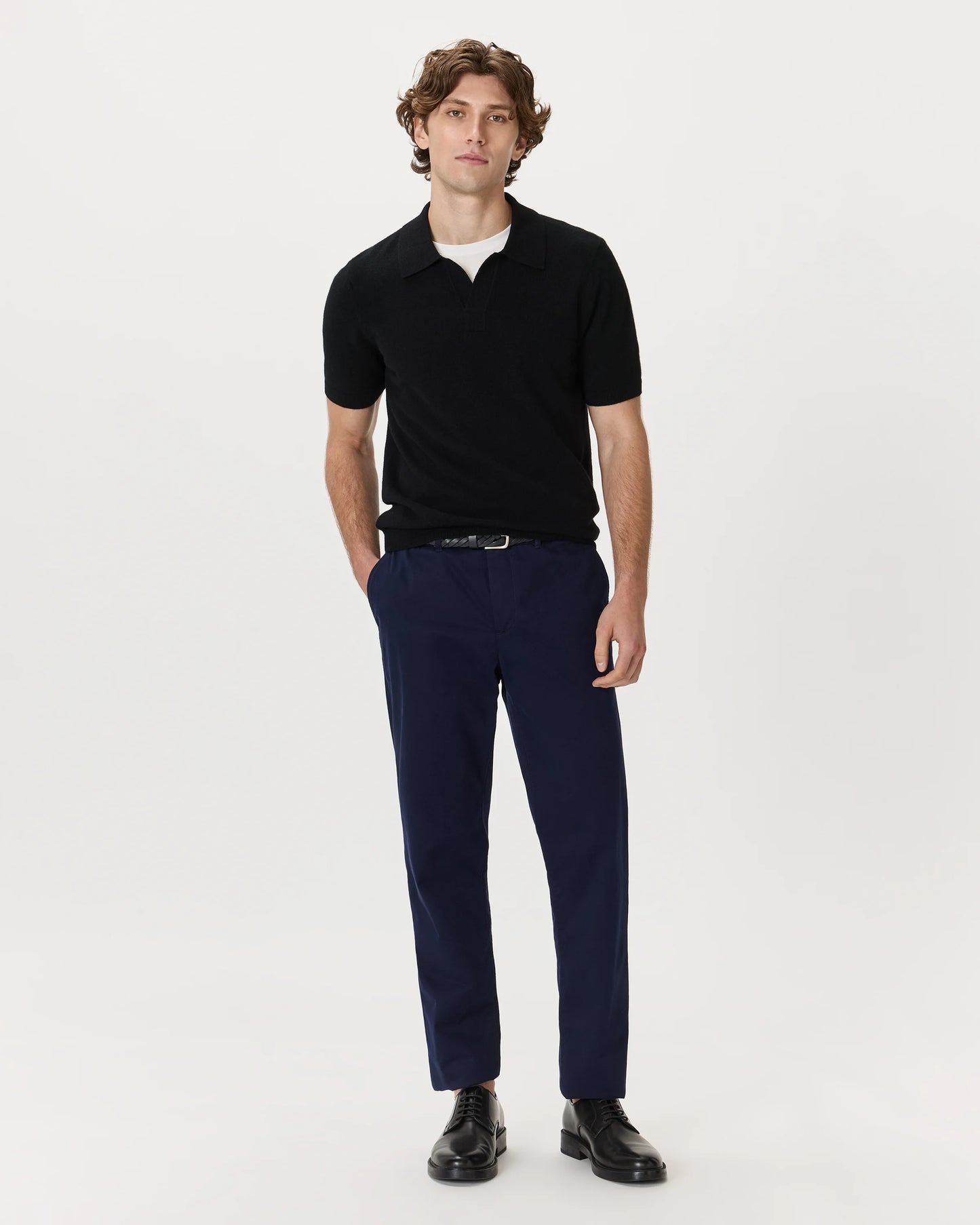 100% Mongolian Cashmere Johnny Collar Polo Sweater - S / Oatmeal