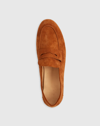 Italian Suede Penny Loafer - 5 / Almond