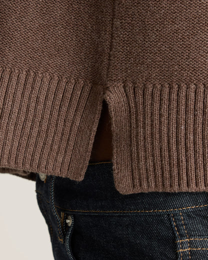 100% Organic Cotton Cropped Cardigan - XS / Heather Brown
