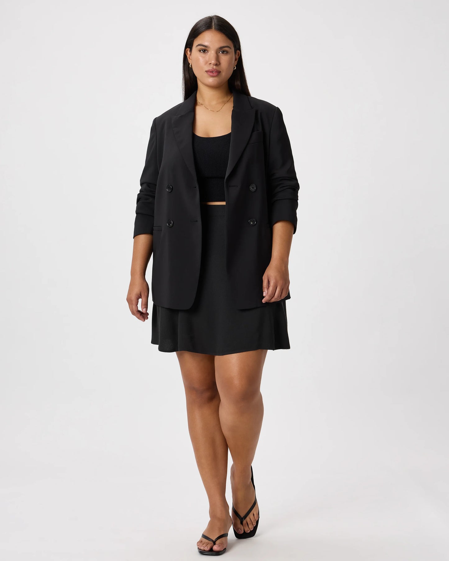 Lightweight Crepe A-Line Mini Skirt - XS / Moonstone Blue