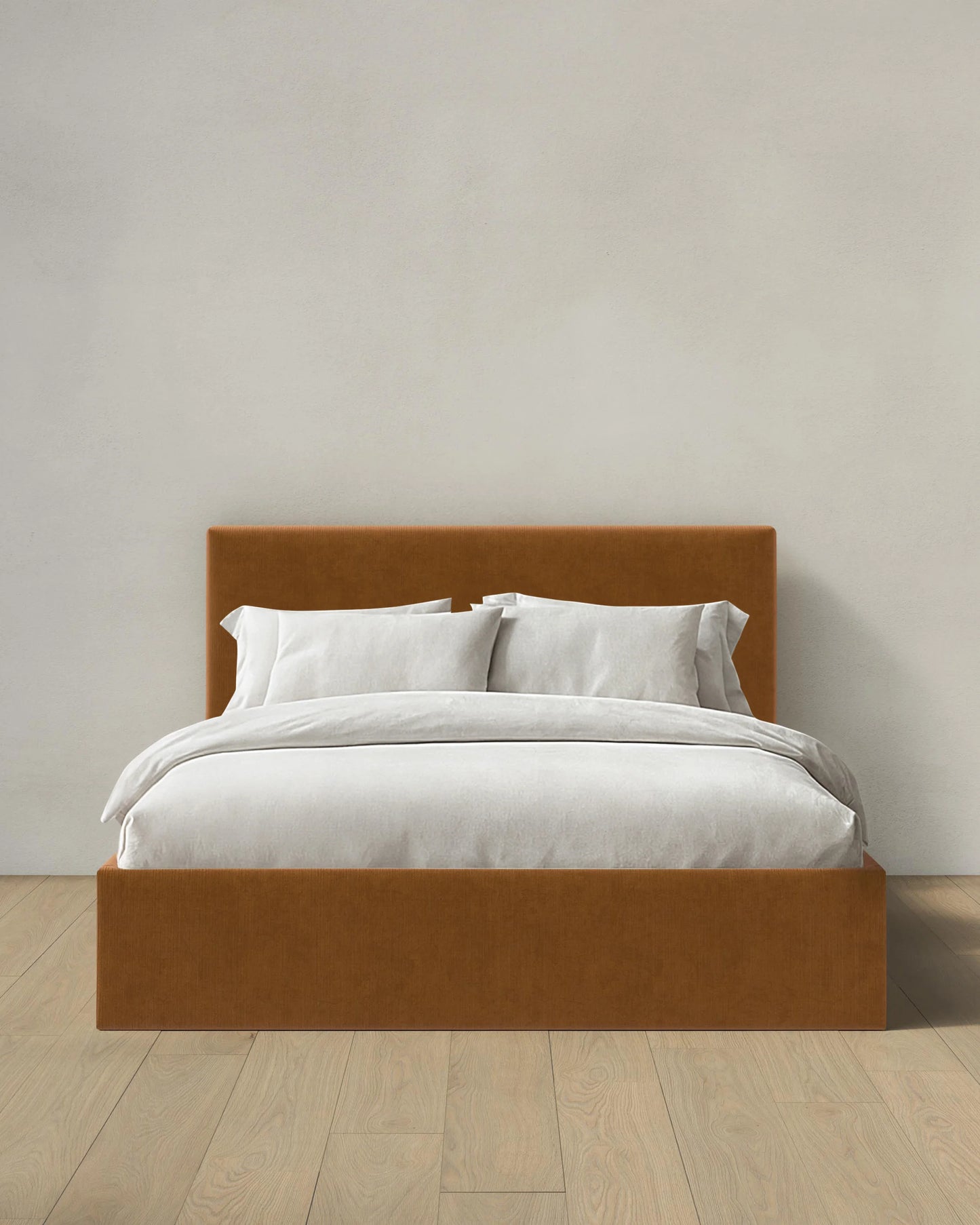 Square Bed in Performance Velvet - Full / Chocolate