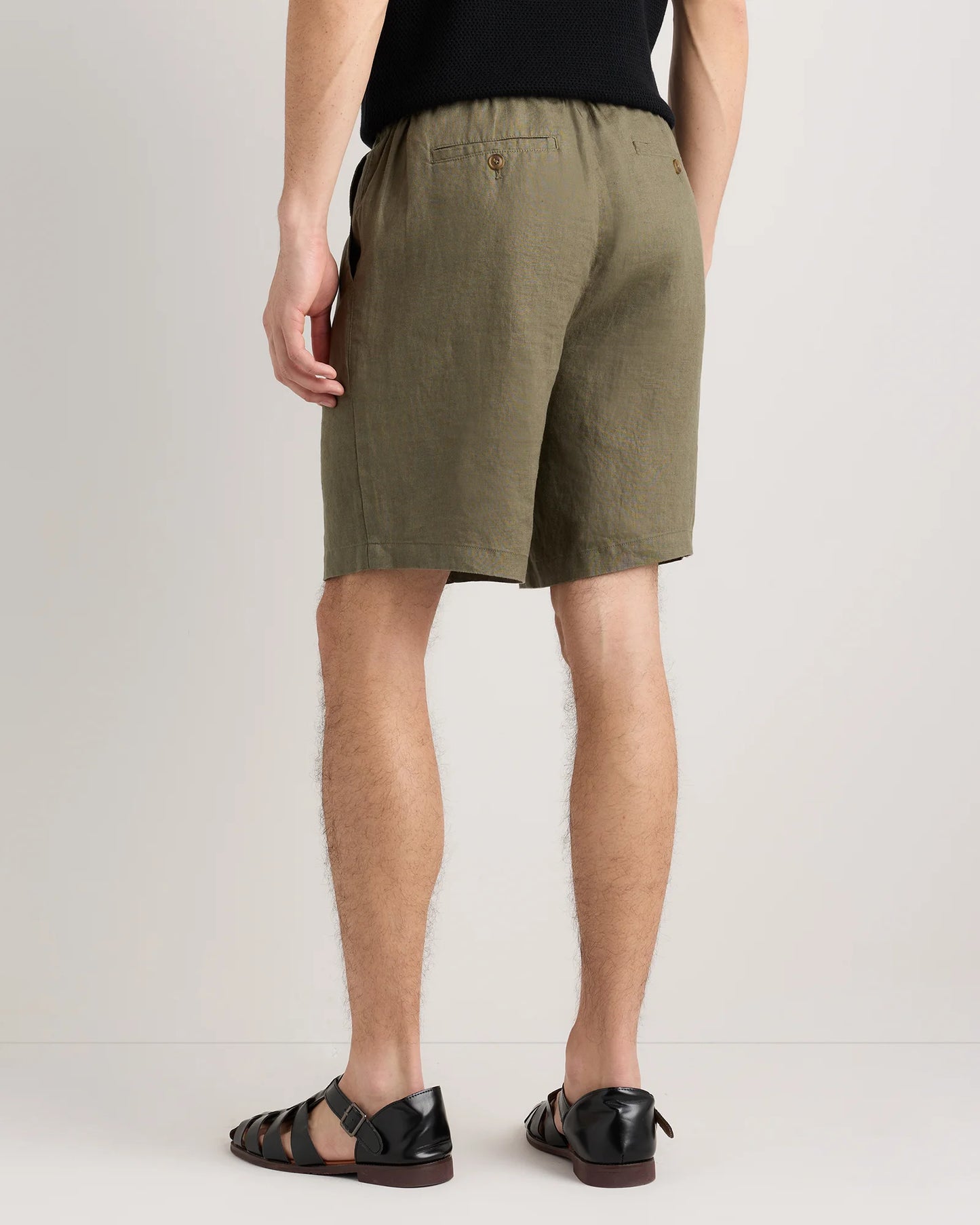 100% European Linen Shorts - 9" - S / Black