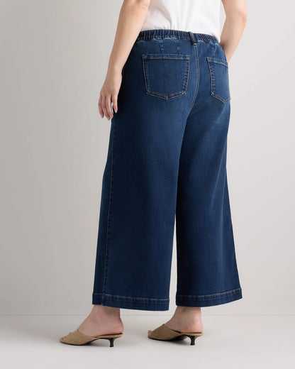 Mia Wide Leg Crop Jeans - 1X / Deep Sea Blue