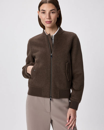 Double-Faced Merino Wool Bomber Jacket - XS / Black