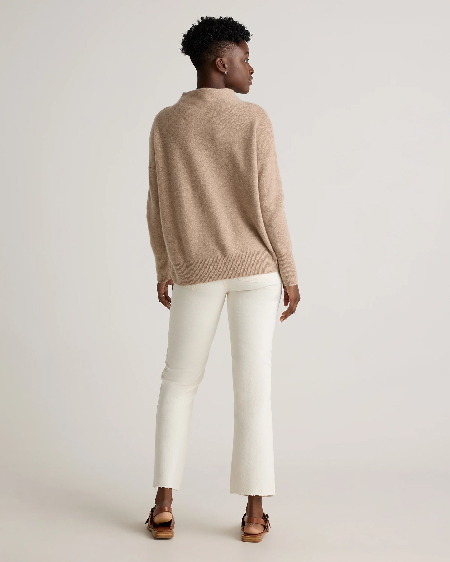 Mongolian Cashmere Funnel Neck Sweater - XS / Heather Grey