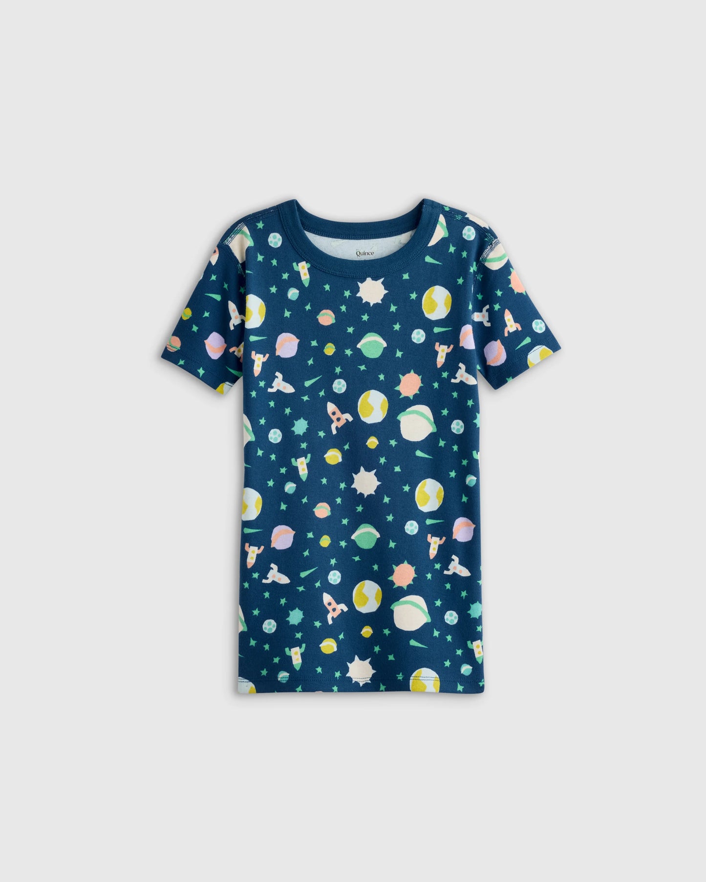 100% Organic Cotton Short Sleeve and Shorts Pajama Set - 6 / Navy Stripe