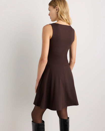 Organic Stretch Jersey Drop Waist Mini Dress - XS / Espresso