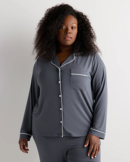 Bamboo Jersey Long Sleeve Pajama Set - 1X / Black