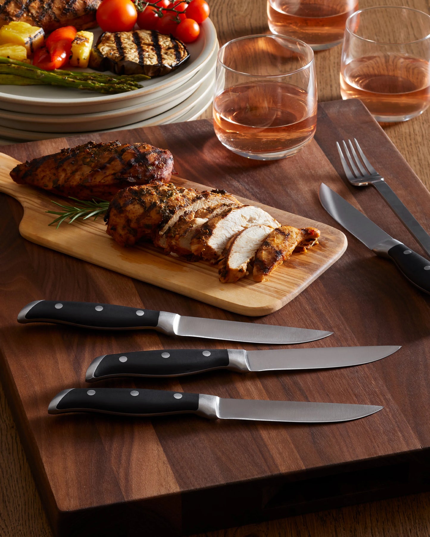 German Stainless Steel Steak Knife Set - One Size / Black