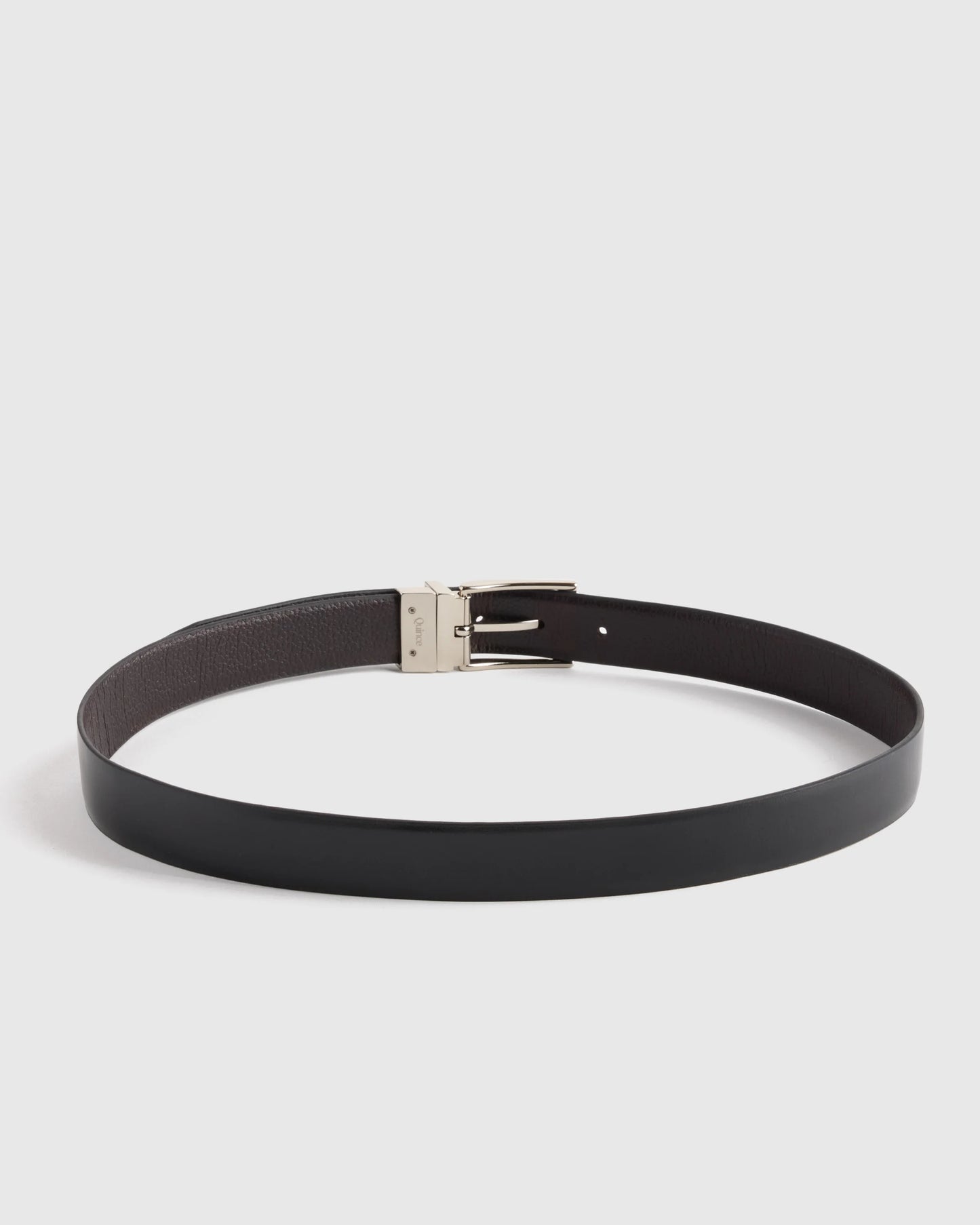 Owen Calfskin Leather Reversible Dress Belt - 30 / Black/Black