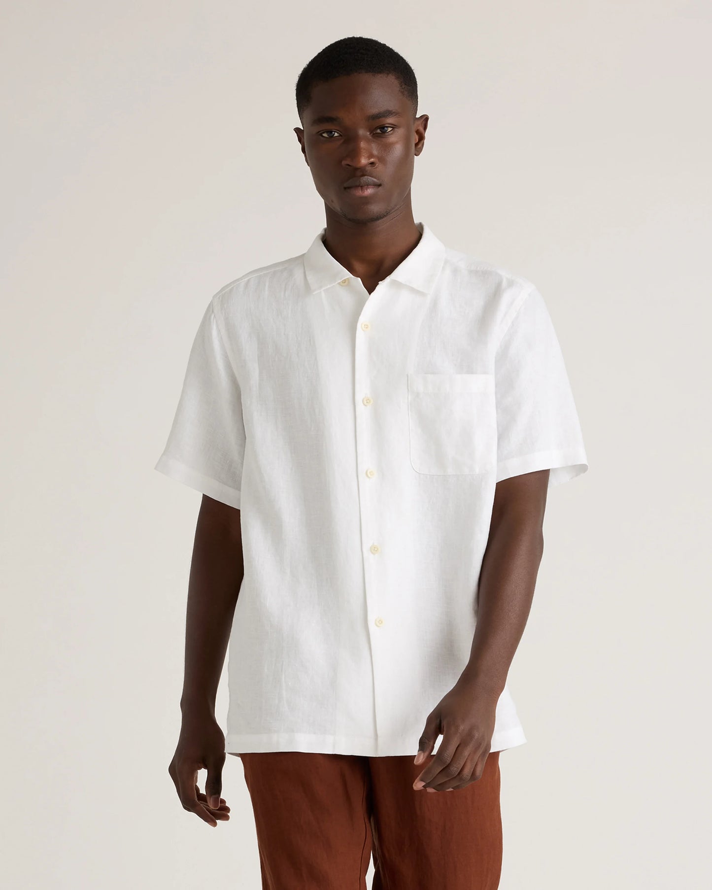 100% European Linen Camp Shirt - XS / Sky Blue Mariner Stripe