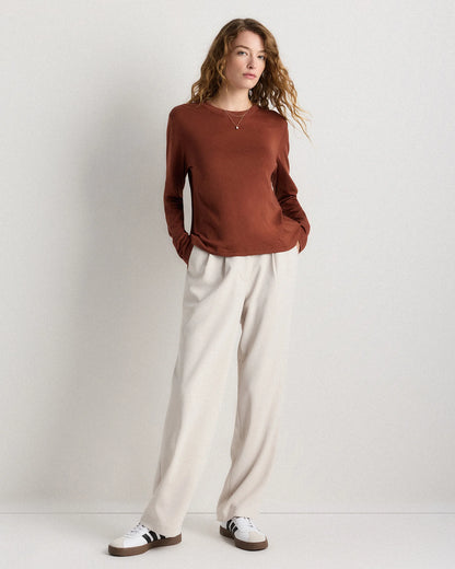 Cotton Modal Relaxed Long Sleeve Tee - XS / Black