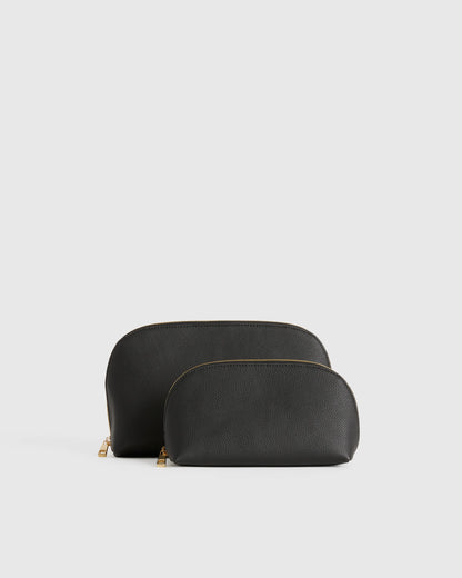 Italian Leather Pouch Travel Set - One Size / Deep Navy