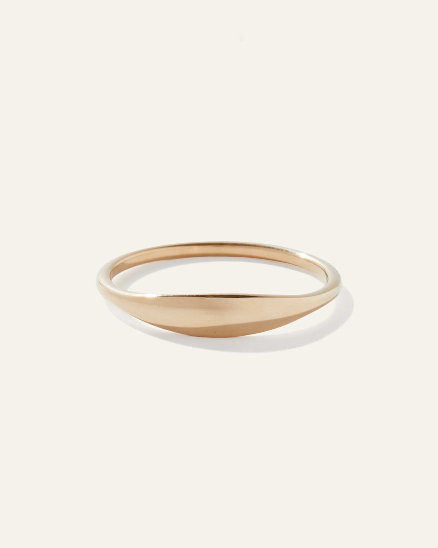 14k Gold Slim Signet Ring - 4 / Yellow Gold