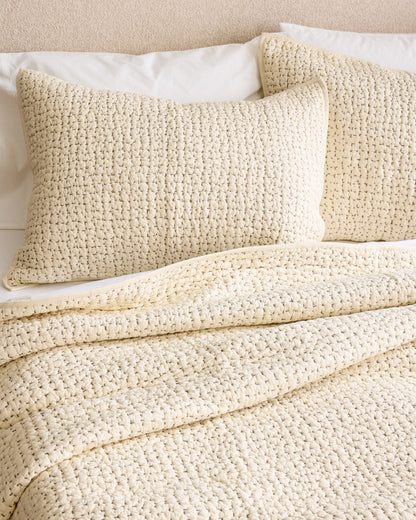 Organic Cotton Hand Stitched Quilt - Twin / Stone