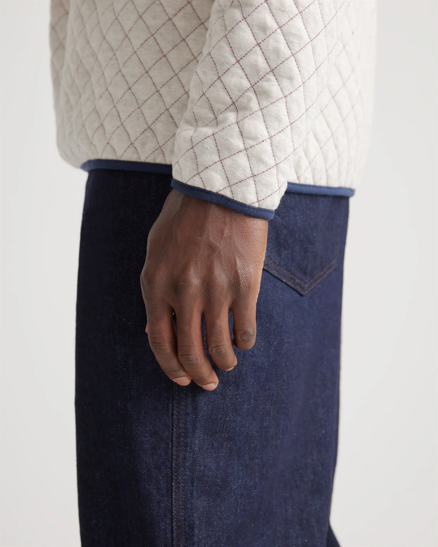 Reversible Quilted Pullover - S / Burgundy/Ivory