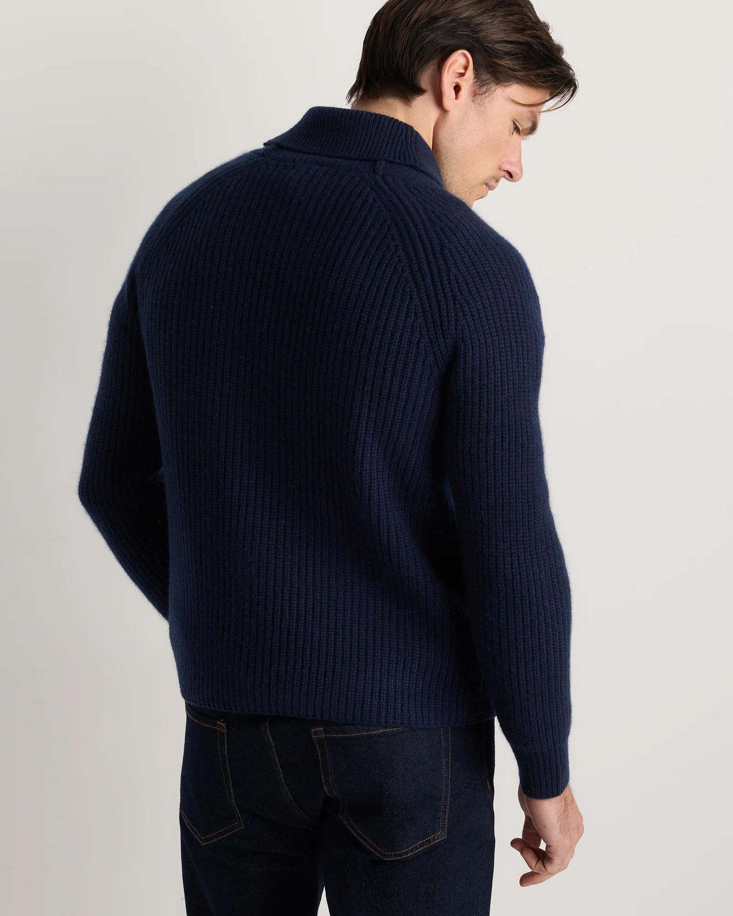 Mongolian Cashmere Shawl Collar Cardigan - S / Black