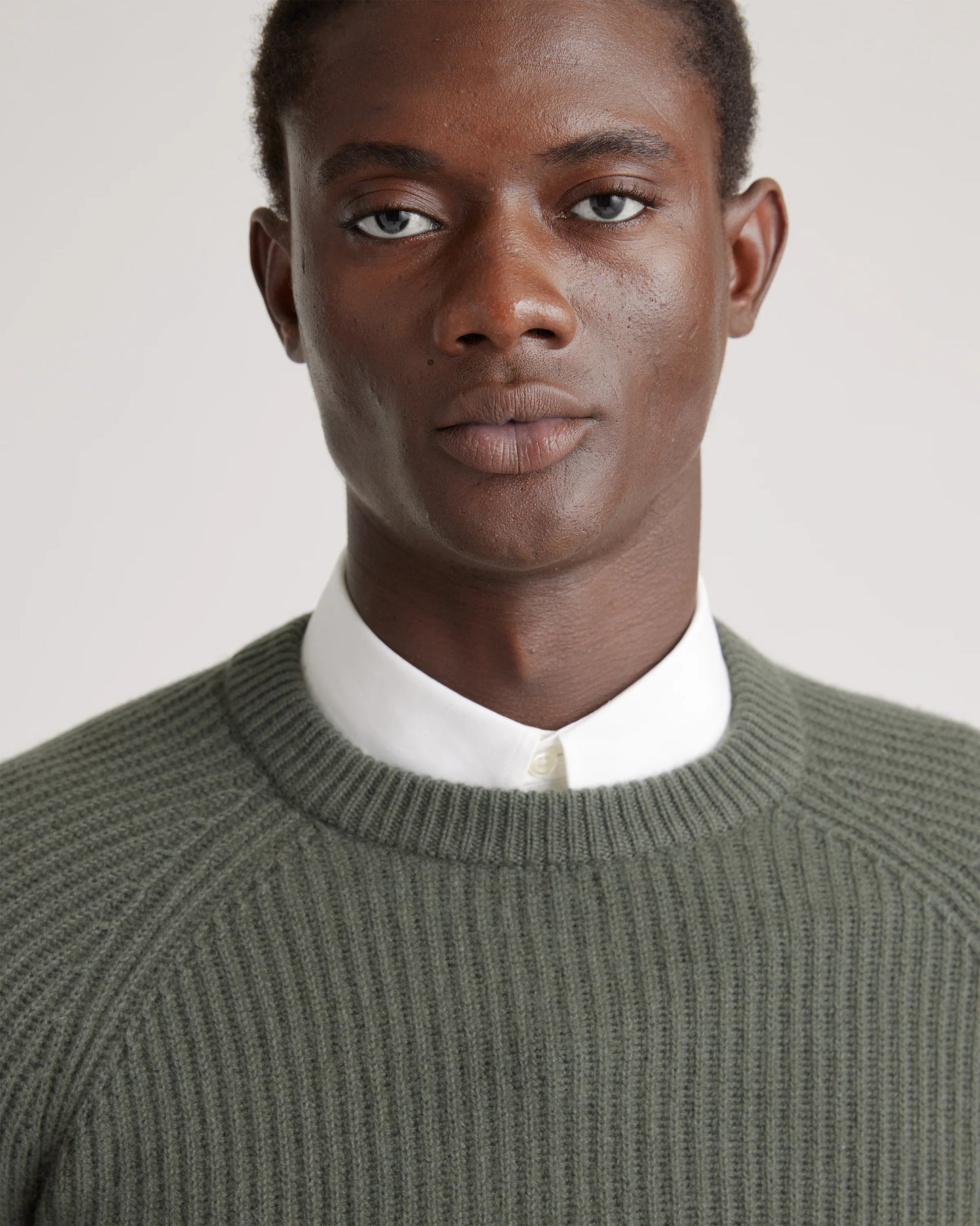 Mongolian Cashmere Fisherman Crewneck Sweater - S / Navy Marl