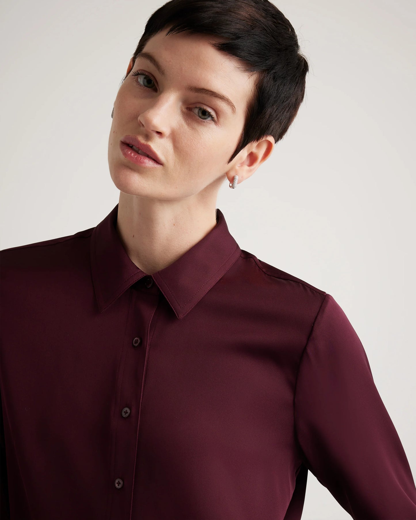 Washable Stretch Silk Blouse - XS / Moonstone Blue