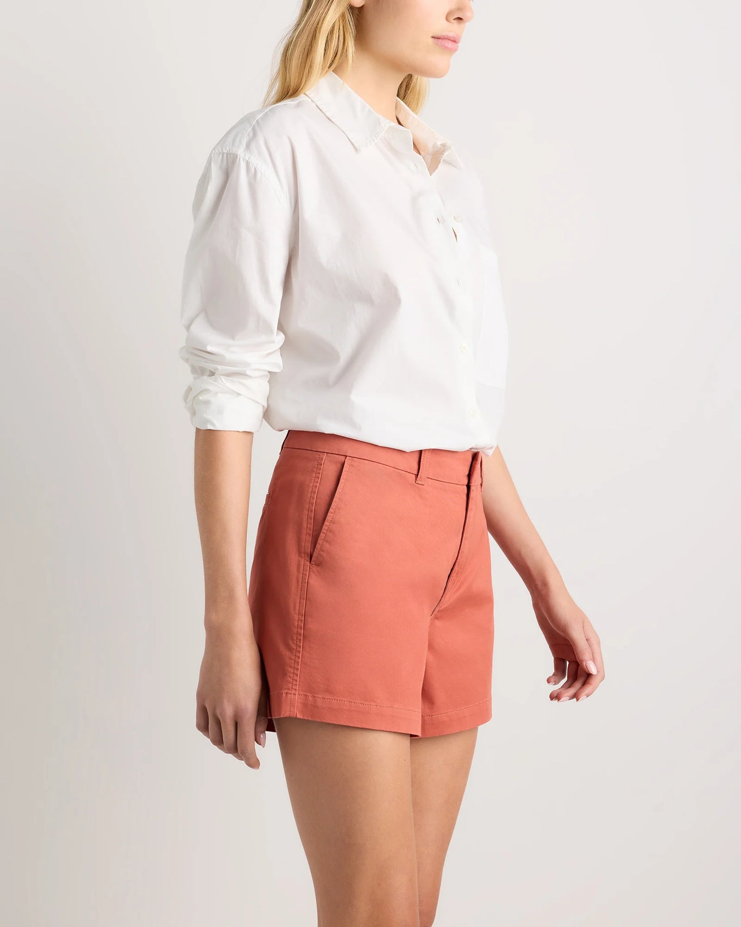 Organic Stretch Cotton Chino Shorts - 0 / Shell Pink