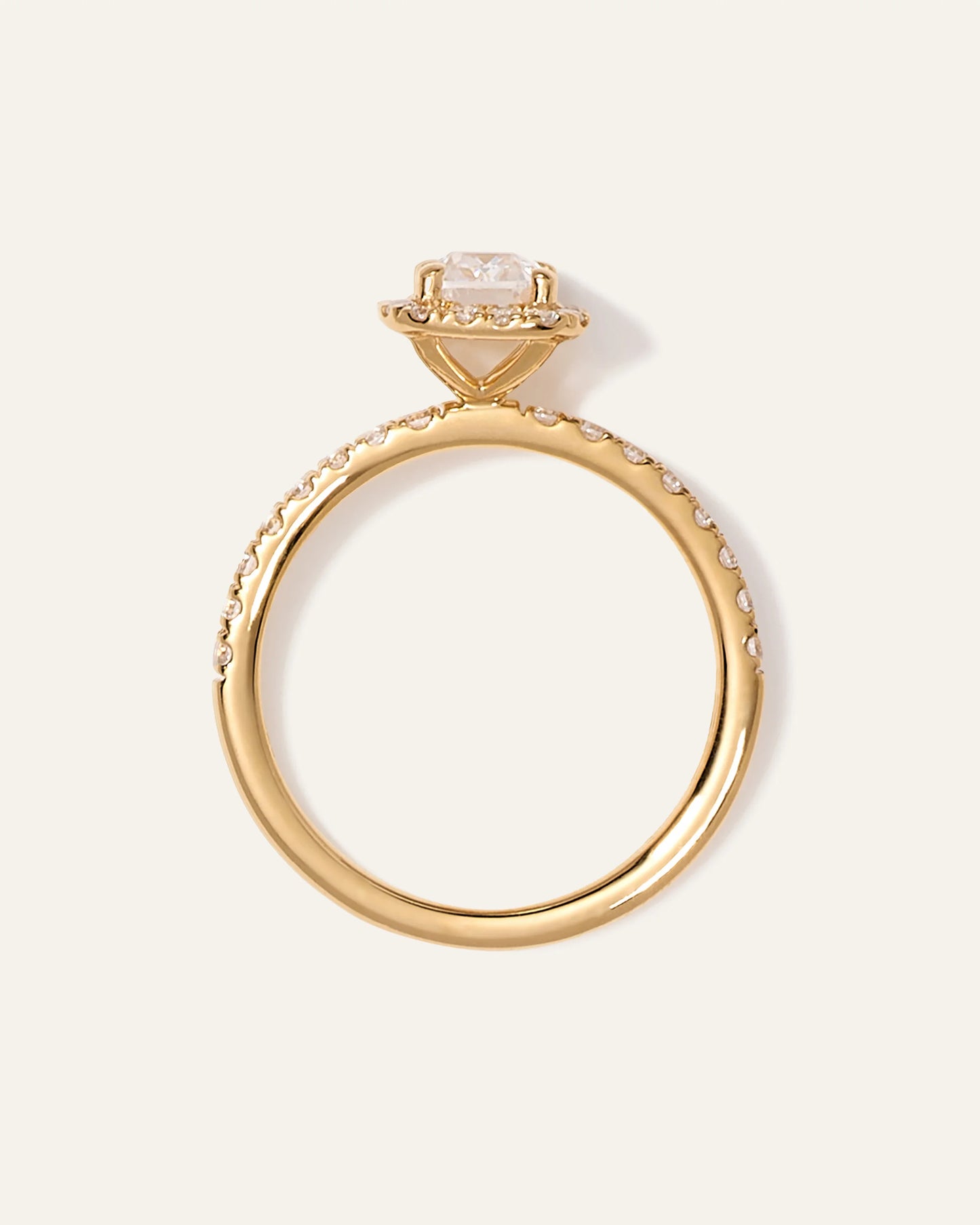 Lab Grown Diamond Emerald Halo Pave Engagement Ring - 1ct - 4 / Yellow Gold