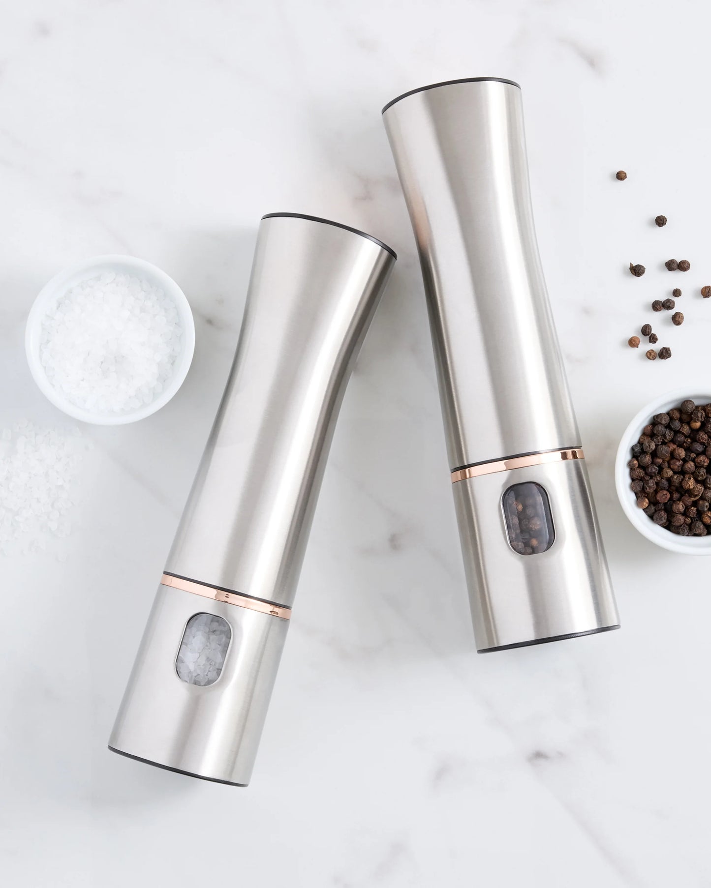 Stainless Steel Electric Salt & Pepper Mill Set - Set of 2 / No Color