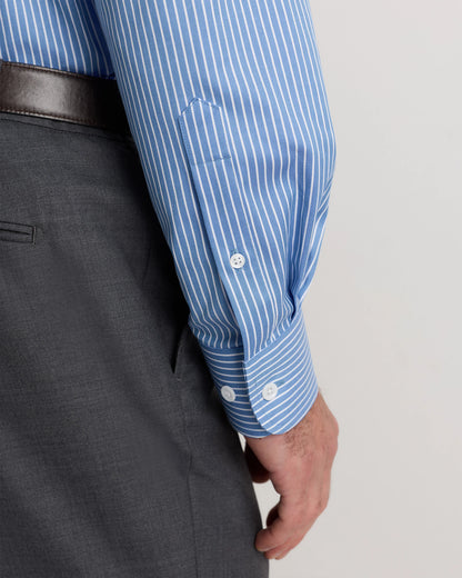 Organic Cotton Stretch Twill Dress Shirt - S / Grey Stripe