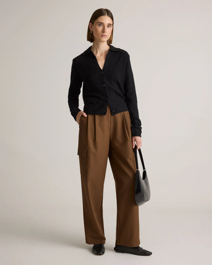 Mongolian Cashmere Collared Cardigan - XS / Heather Charcoal
