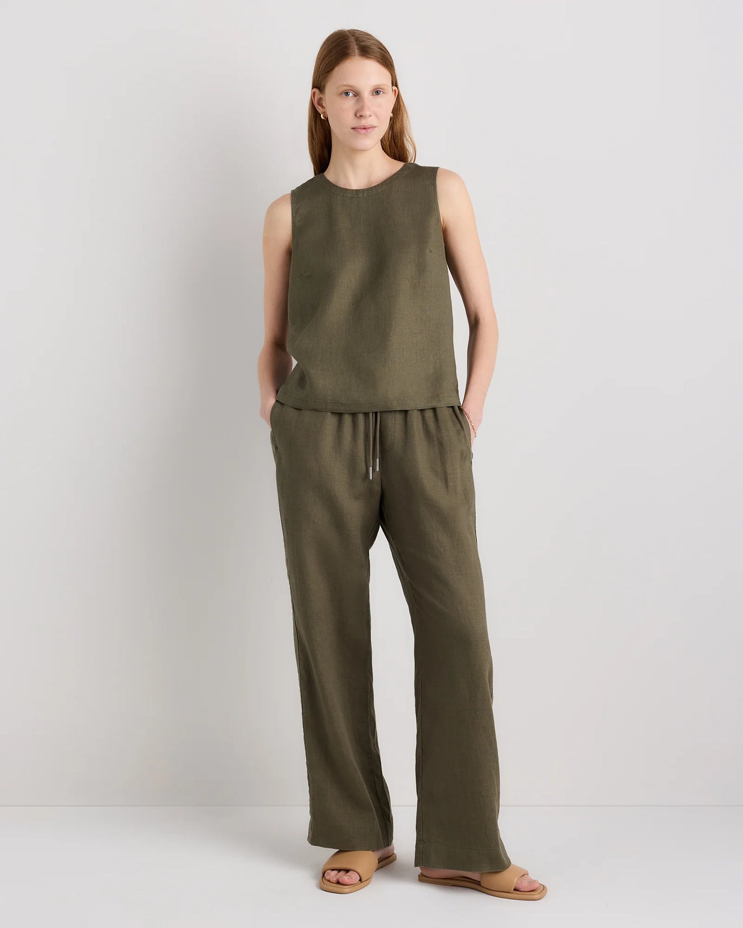100% European Linen Tank - XS / Black