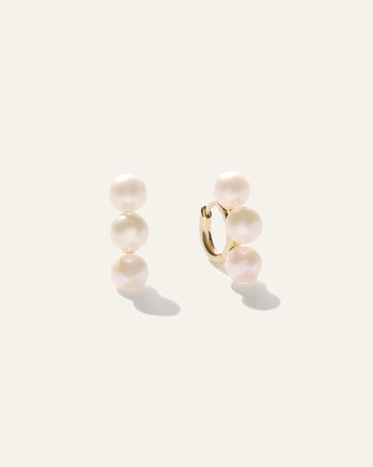 Triple Freshwater Pearl Hoops - One Size / Gold Vermeil