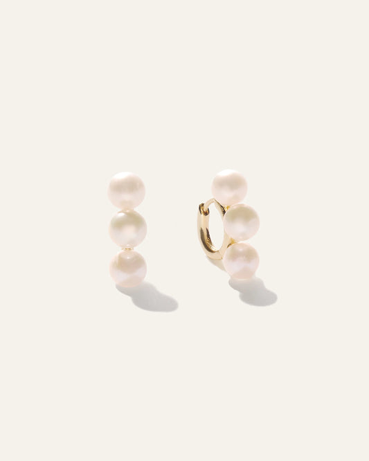 Triple Freshwater Pearl Hoops - One Size / Gold Vermeil