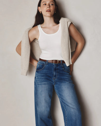 Organic Cotton Micro-Rib Scoop Neck Tank - XS / Moonstone Blue