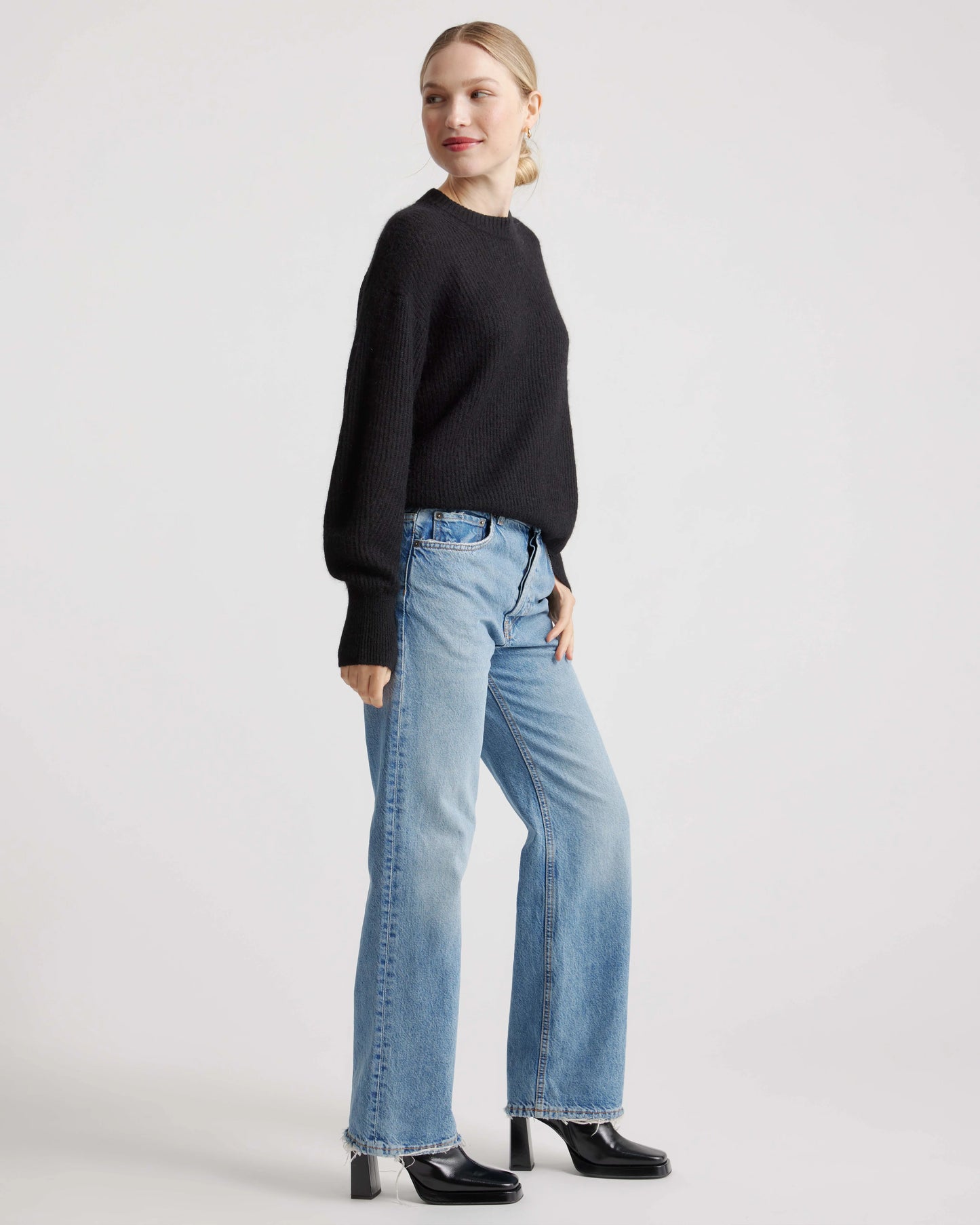 Baby Alpaca-Wool Crew - XS / Black