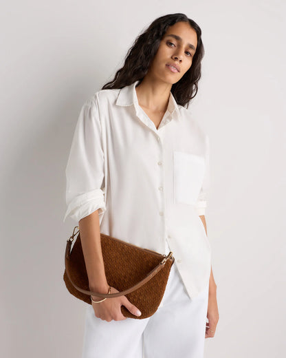 Sloane Suede Handwoven Mini Shoulder Bag - One Size / Pebble