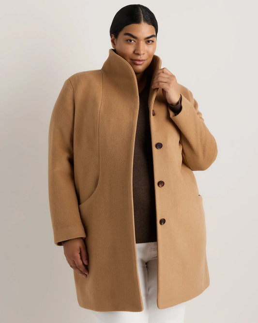 Wool Cashmere Cocoon Coat - 1X / Caramel