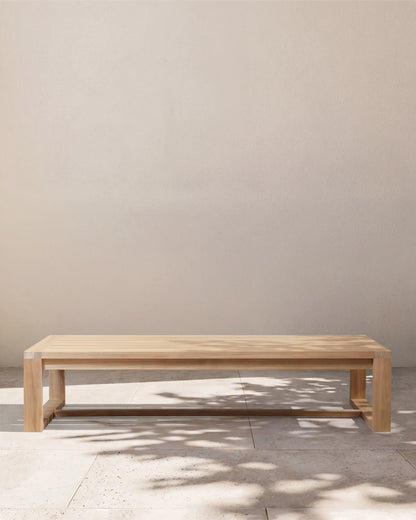 Linear Solid Teak Outdoor Coffee Table - One Size / Natural Teak