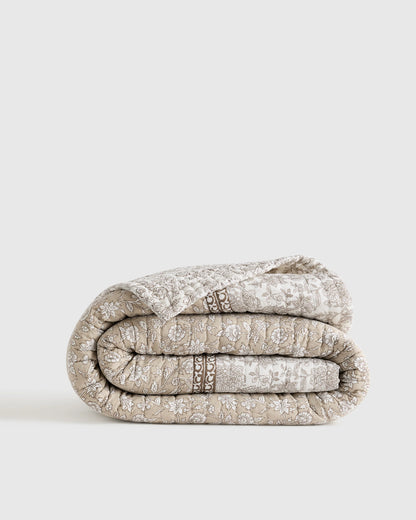 Organic Cotton Block Print Quilt - Twin / Green