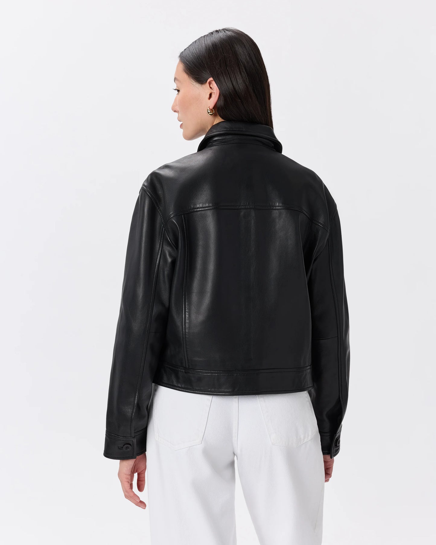 100% Leather Cropped Jacket - XS / Rich Brown