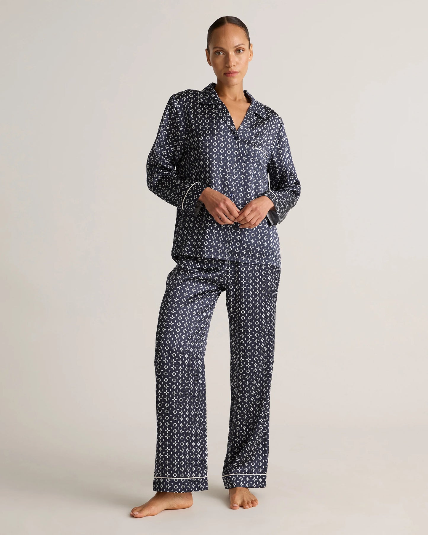 100% Washable Silk Satin Pajama Pant - XS / Toasted Almond