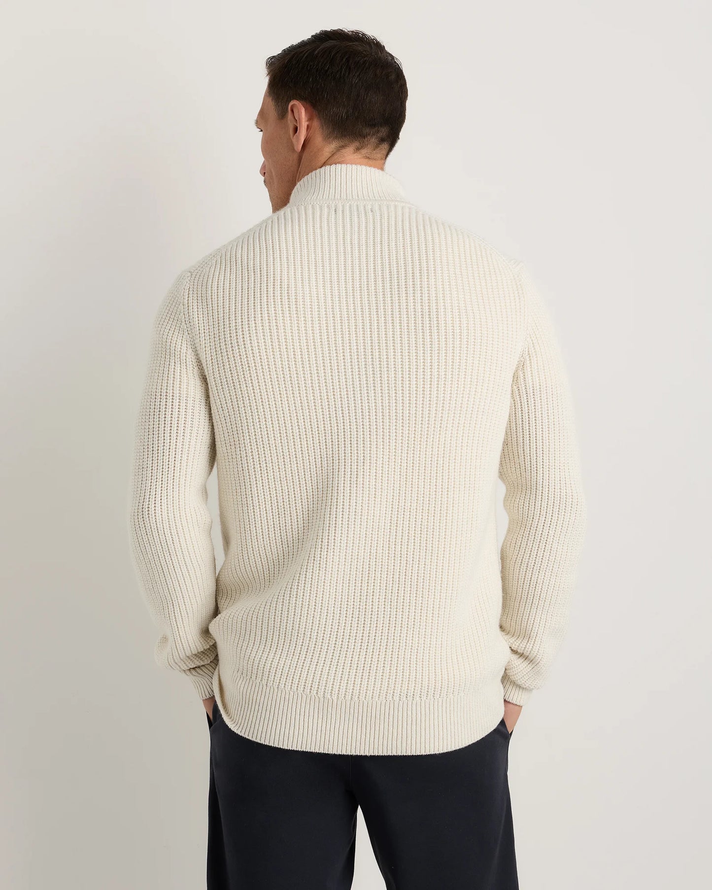 Australian Merino Wool Half Zip Sweater - S / Heather Bone